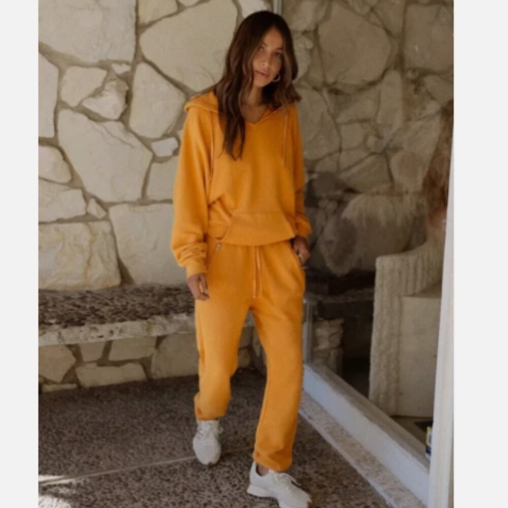 Bandier x Sincerely Jules The Juniper Hoodie Jogger Sweat Set Goldenrod XS/S